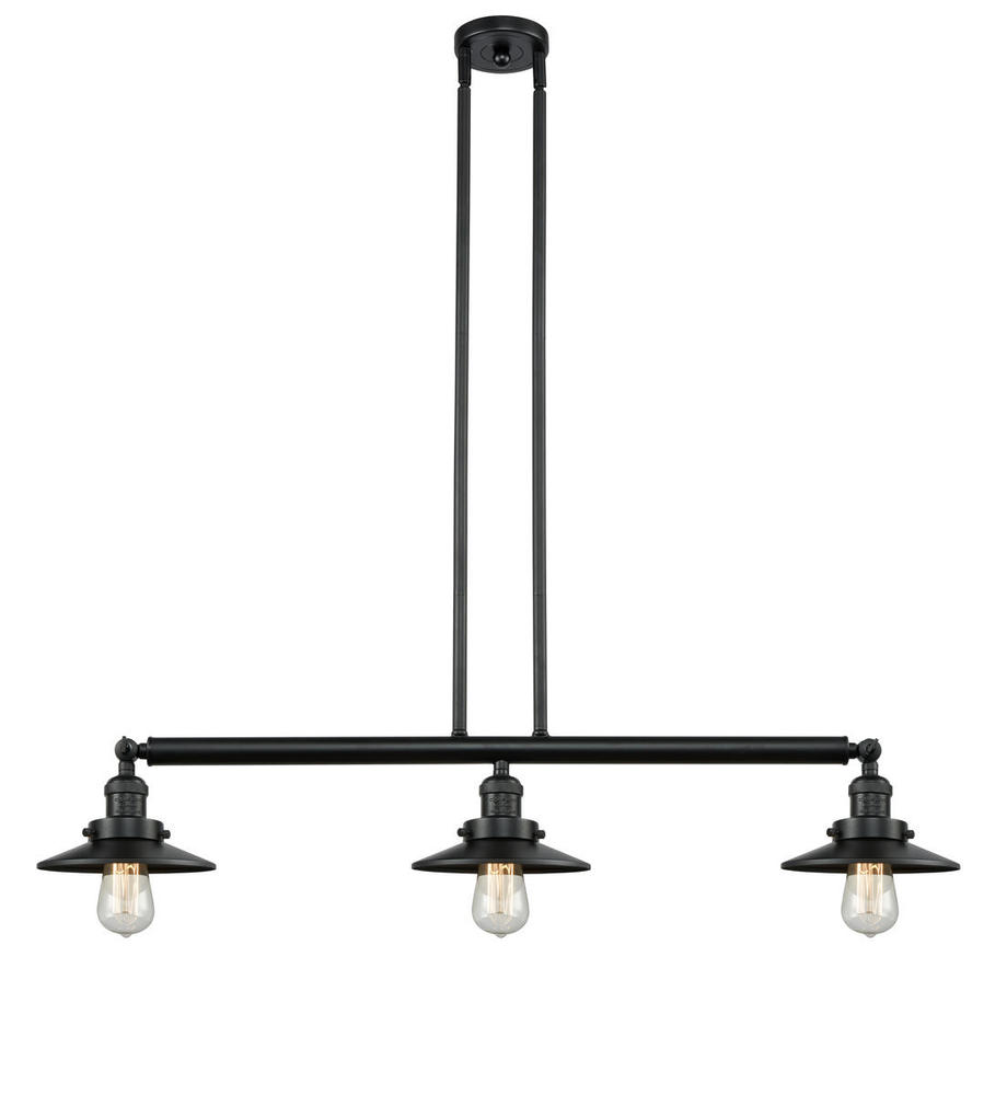 Railroad - 3 Light - 41 inch - Matte Black - Stem Hung - Adjustable Island Light