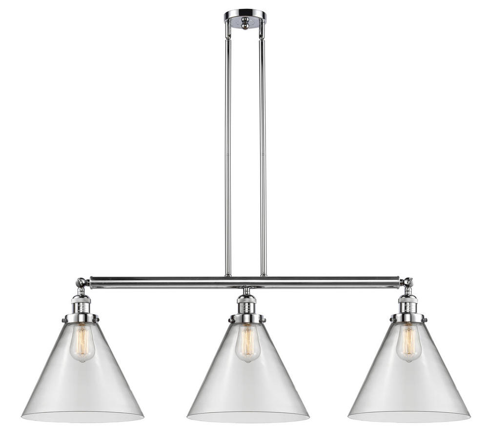 Cone - 3 Light - 44 inch - Polished Chrome - Stem Hung - Adjustable Island Light